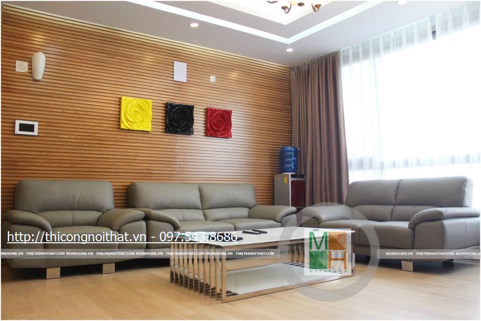 Thi công nội thất chung cư Huyndai HillState - Chị Thủy thi công phòng khách