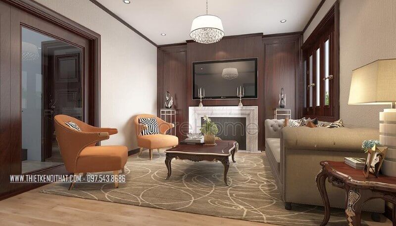 Mẫu thiết kế nội thất biệt thự tân cổ điển nhẹ nhàng và ấn tượng tại Bắc Ninh