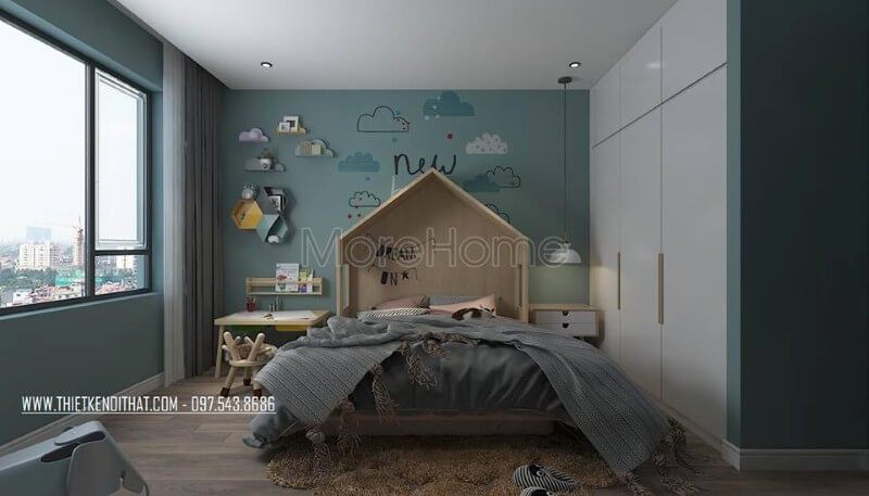 Để tạo nên sự mới lạ, ngộ nghĩnh cho phòng ngủ của bé trong chung cư, hãy sử dụng giấy dán tường Hàn Quốc với chi phí hợp lý.