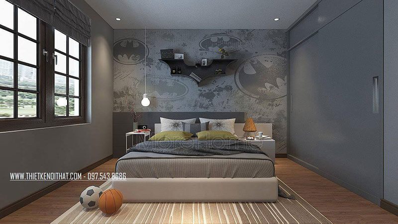 Mẫu giường ngủ gỗ bệt hiện đại được bọc bằng vải, cung cấp cho phòng ngủ của nhà phố và chung cư một tạp thể.