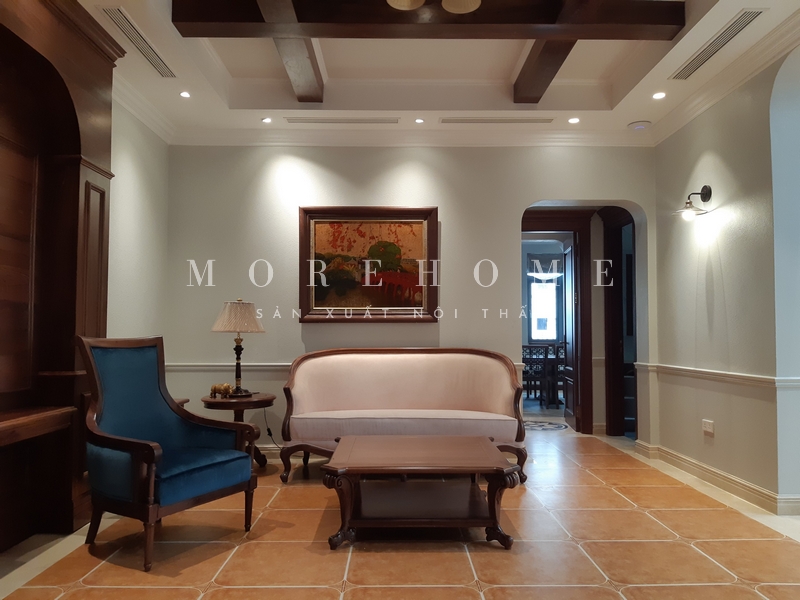 Việc thi công không gian nội thất gỗ óc chó phong cách tân cổ điến sang trọng, cao cấp sẽ tạo ra một không gian sống quyền quý với nhiều tiện nghi.